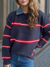 Load image into Gallery viewer, Contrast Stripes Round Neck Long Sleeve Sweater