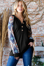 Load image into Gallery viewer, Heimish Half Button Printed Long Sleeve Hooded Top