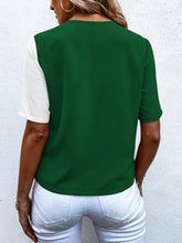 Load image into Gallery viewer, Decorative Button Surplice Short Sleeve Blouse