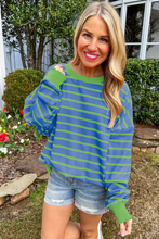 Load image into Gallery viewer, Striped Round Neck Long Sleeve Sweater