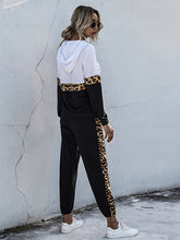 Load image into Gallery viewer, Perfee Contrast Long Sleeve Hooded Top and Joggers Set
