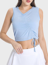 Load image into Gallery viewer, Drawstring Ruched Wide Strap Active Tank