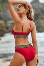 Load image into Gallery viewer, Leopard Trim Scoop Neck Bikini Set