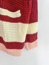 Load image into Gallery viewer, Pocketed Contrast V-Neck Long Sleeve Cardigan