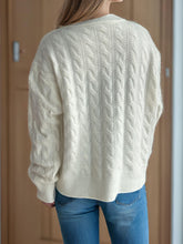 Load image into Gallery viewer, Cable-Knit Round Neck Long Sleeve Cardigan