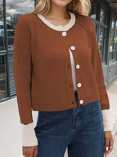 Load image into Gallery viewer, Contrast Button Up Long Sleeve Cardigan