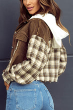Load image into Gallery viewer, Raw Hem Plaid Cropped Hooded Jacket