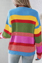 Load image into Gallery viewer, Contrast Round Neck Dropped Shoulder Sweater