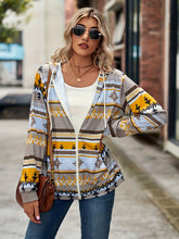 Load image into Gallery viewer, Geometric Zip Up Long Sleeve Hooded Jacket