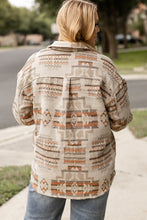 Load image into Gallery viewer, Plus Size Geometric Collared Neck Long Sleeve Jacket