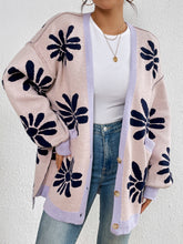 Load image into Gallery viewer, Contrast Dropped Shoulder Long Sleeve Cardigan