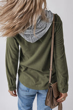 Load image into Gallery viewer, Drawstring Button Up Long Sleeve Hooded Jacket