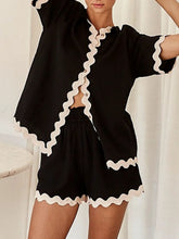 Load image into Gallery viewer, Contrast Trim Half Sleeve Top and Shorts Set
