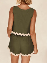 Load image into Gallery viewer, Contrast Rickrack Trim Sleeveless Top and Shorts Set