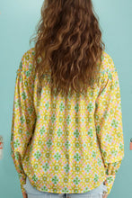 Load image into Gallery viewer, Frill Printed Collared Neck Long Sleeve Blouse