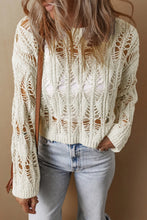 Load image into Gallery viewer, Cutout Round Neck Long Sleeve Knit Cover Up