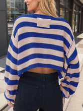 Load image into Gallery viewer, Striped Dropped Shoulder Long Sleeve Sweater