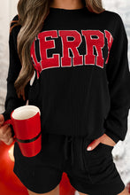 Load image into Gallery viewer, MERRY Round Neck Long Sleeve Top and Shorts Set