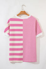 Load image into Gallery viewer, High-Low Striped Round Neck Short Sleeve T-Shirt