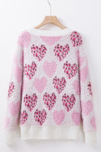 Load image into Gallery viewer, Pearl Detail Heart Round Neck Sweater