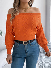 Load image into Gallery viewer, Cable Knit Off-Shoulder Long Sleeve Sweater