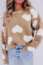 Load image into Gallery viewer, Heart Round Neck Long Sleeve Sweater