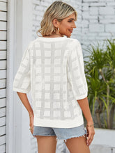 Load image into Gallery viewer, Openwork Round Neck Knit Top
