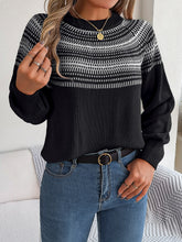 Load image into Gallery viewer, Contrast Round Neck Long Sleeve Sweater
