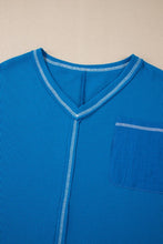 Load image into Gallery viewer, Lace Patchwork Sleeve Stitching V Neck Top