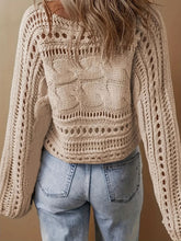 Load image into Gallery viewer, Hollow Out Cable-Knit Boat Neck Sweater