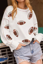 Load image into Gallery viewer, Sequin Football Round Neck Long Sleeve Sweatshirt