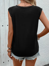 Load image into Gallery viewer, Lace Round Neck Cap Sleeve T-Shirt