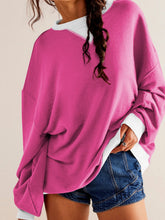 Load image into Gallery viewer, Contrast Trim Round Neck Long Sleeve Sweatshirt