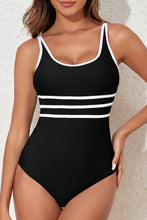 Load image into Gallery viewer, Contrast Trim Scoop Neck One-Piece Swimwear