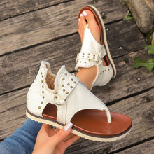 Load image into Gallery viewer, Studded Raw Hem Flat Sandals