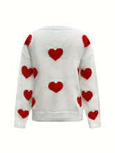 Load image into Gallery viewer, Valentine’s Day Heart Round Neck Long Sleeve Sweater