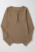 Load image into Gallery viewer, Eyelet V-Neck Long Sleeve Top