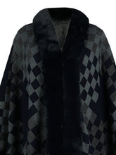 Load image into Gallery viewer, Fuzzy Checkered Long Sleeve Poncho