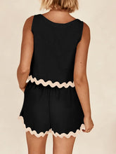 Load image into Gallery viewer, Contrast Rickrack Trim Sleeveless Top and Shorts Set