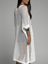 Load image into Gallery viewer, Openwork Open Front Three-Quarter Sleeve Cover Up