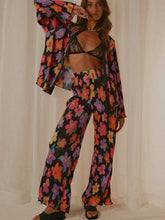 Load image into Gallery viewer, Printed Collared Neck Long Sleeve Top and Pants Lounge Set
