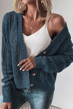 Load image into Gallery viewer, Openwork Button Up Long Sleeve Cardigan