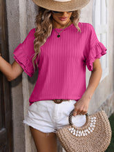 Load image into Gallery viewer, Ruffled Round Neck Short Sleeve Top