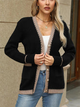 Load image into Gallery viewer, Contrast Trim Button Up Long Sleeve Cardigan