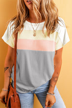 Load image into Gallery viewer, Color Block Round Neck Short Sleeve T-Shirt