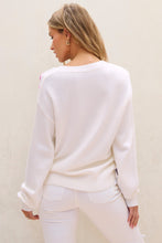 Load image into Gallery viewer, Crochet Flower Round Neck Long Sleeve Sweater