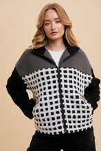 Load image into Gallery viewer, Annie Wear Plaid Zip Up Drop Shoulder Sherpa Jacket