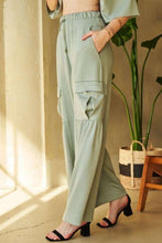 Load image into Gallery viewer, Davi &amp; Dani Drawstring Ruched Detail Wide Leg Pants