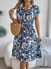 Load image into Gallery viewer, Printed V-Neck Short Sleeve Dress