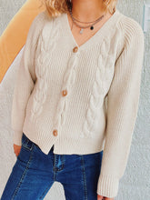 Load image into Gallery viewer, Cable-Knit V-Neck Button Down Long Sleeve Cardigan
